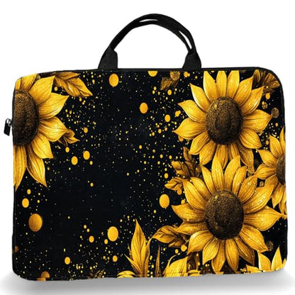15-Inch Laptop Sleeve – Stylish, Lightweight, Shockproof, Water-Resistant Case for Lenovo, HP, Dell, Asus Notebooks - Sunflowers on Black Background - color: Sunflowers on Black Background
