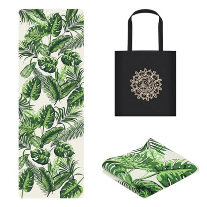 Foldable Yoga Mat, Non-slip Suede Fitness Mat With Carry Bag for Hot Yoga, Exercise, Pilates, 1.5mm Thick Lightweight Exercise Yoga Mat for Women - color: Green