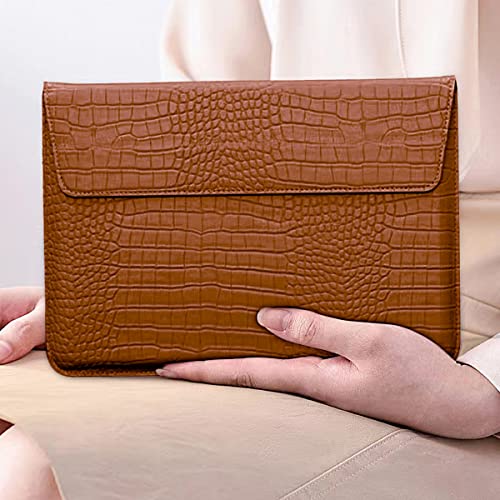 Laptop Sleeve with Stand, Crocodile Grain PU Leather Flap Bags for 2023-2026 MacBook Air 15 inch A3448 A3241 M5 M4 M3 M2 Pro 16 M1 A2485 2019-2026 Notebook Bag Pro Retina 15 2012-2019, Brown - color: Brown