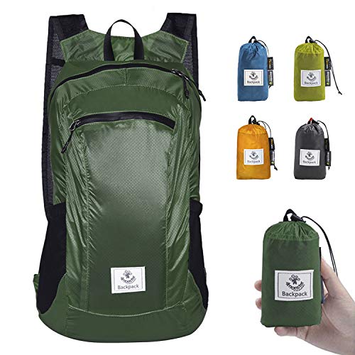 4Monster Hiking Daypack,Water Resistant Lightweight Packable Backpack for Travel Camping Outdoor - color: Army Green-2, size: 24L