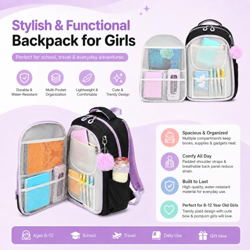 Bluboon Kids Backpack Boys Camo Bookbag Teens Elementary School Bag Daypack Travel Back Pack Middle school (Purple Black) - color: Purple Black