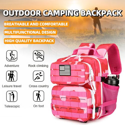 9L Mini Tactical Backpack for Men and Women Tactical Backpack Small for Hiking Small Tactical Bag Fitness Pack - color: Rose Red Cp