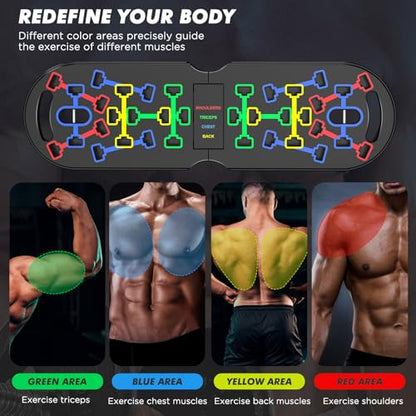 Portable Home Gym Workout Equipment, Push Up Board, Pilates Bar & Fitness Accessories with Resistance Bands for Upper Body Strength Training Full Body Workout at Home