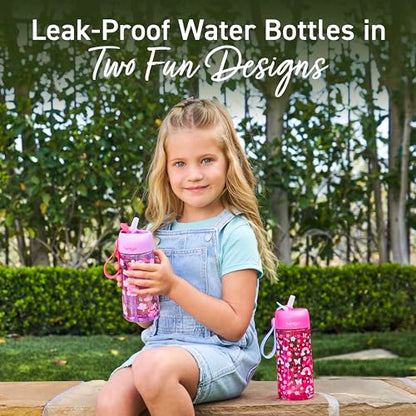 Bentgo Kids Water Bottle 2-Pack - Leak-Proof Durable Tritan BPA-Free 15 oz Cup for Kids/Toddlers Ages 3+; Bite & Sip Spout + Dishwasher Safe for School/Sports/Daycare (Rainbows & Butterflies/Fairies) - color: Rainbows and Butterflies & Fairies