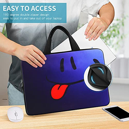 icolor Smile 14 15 15.4 15.6 inch Laptop Handle bag Computer Protect Case Pouch Holder Notebook Sleeve Neoprene Cover Soft Carring Travel Case for Dell Lenovo Toshiba HP Chromebook ASUS Acer ICB-05 - color: Blue Smile
