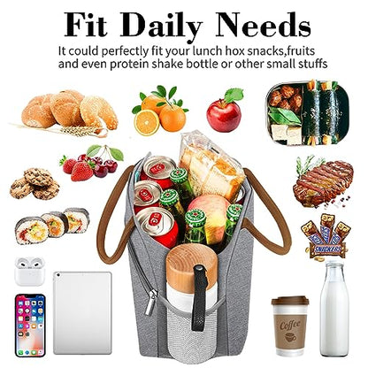 Coobiiya Lunch Bag Lunch Box for Women Men,Small Leak-proof Cute Lunch Tote Large Capacity Reusable Insulated Cooler Lunch Container for Work/Office/Picnic/Beach，Grey - color: Gray