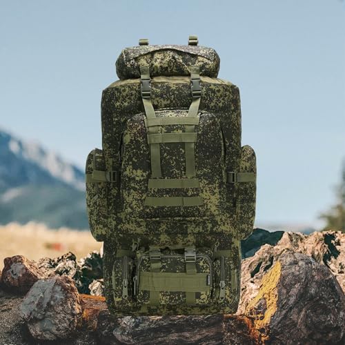 King'sGuard 100L Camping Hiking Backpack Molle Rucksack Military Camping Backpacking Daypack - color: Russian Camo