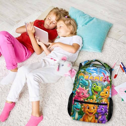 Dinosaur Backpack for Kids Toddlers Personalized Bookbag for Boys Girls School Travel Picnic, Cute Fun Schoolbag for Kindergarten Preschool Elementary - color: Purple