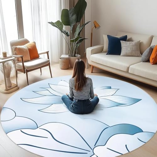 Round Meditation Yoga Mat - Large Lotus Non Slip Natural Rubber Mat for Home, Outdoor Exercise, Meditation, Stretching and Yoga (4Ft) - size: 63‘’