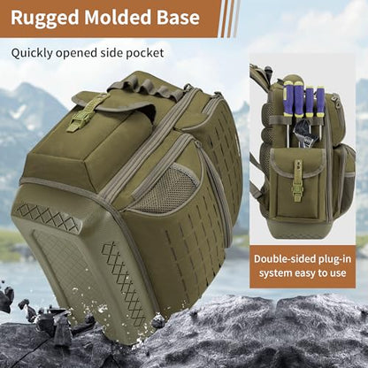 BLISSWILL Tool Bag Backpack for men,Heavy Duty Tool Backpack Bag with Waterproof Molded Base，62 Pockets/40 Loops Heavy Duty Tools Organizer Bags/Electrician/Industrial/Construction Work Backpack - color: Dark Khaki