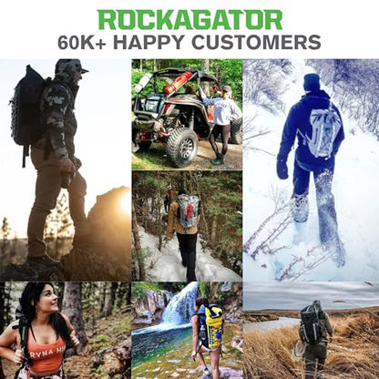 Rockagator Kanarra 90L Waterproof Backpack for Camping, Hiking, Mountaineering, Backpacking, Hunting, Fishing, Canoeing, Outdoor Activities, The Wet Outdoors - Large Capacity, Roll Top Closure, Tan