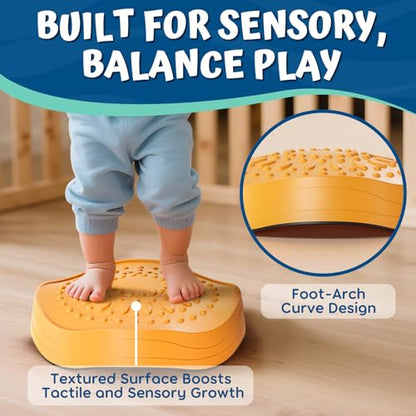 Lehoo Castle Stepping Stones for Kids, Non-Slip Toddler Stepping Stones, Indoor & Outdoor Sensory Toys for Toddlers 1-3, Balance Board Obstacle Course for Kids 3-5 - style: Crab