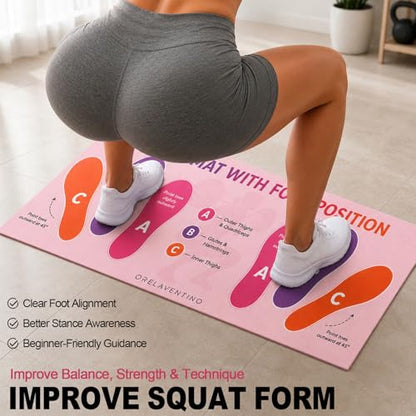 Squat Mat with Foot Position,Non-Slip Workout Mat for Squats & Leg Exercises, Improves Muscle Activation & Knee Support, Home Gym Fitness Mat,30 * 13.8"inch Squat Pad - color: Rose Pink