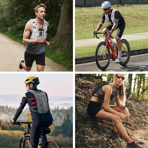 Running Hydration Vest 5L,Running Vest Pack with 1.5L Water Bladder,Lightweight Water Backpack for Hiking Running Cycling - color: Grey