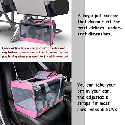 GAPZER Pet Carrier for Large and Medium Cats, Soft-Sided Pet Carrier for Big Medium Cats and Puppy Dog Carriers Cat Carriers, Pet Privacy Protection Travel Carrier - color: Pink