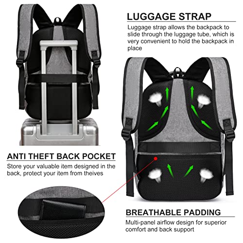 Laptop Backpack, 17.3 Inch Large School Backpacks, Anti Theft Water Resistant Personal Item Bag, College Computer Bag Daypack Gift for Men Women, Grey - color: Grey, size: 17.3 Inch