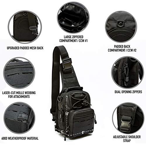 WOLF TACTICAL EDC Sling Bag - Concealed Carry Shoulder Bag for Range, Travel, Hiking, Outdoor Sports - color: Od Green