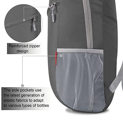 ZOMAKE Lightweight Packable Backpack 20L,Foldable Backpacks Small Daypack for Hiking Water Resistant Day Bag for Travel(Medium Grey) - color: Medium Grey