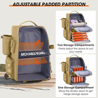 RAINSMORE Fishing Backpack with Rod Holders & Cooler 40L Water Resistant Tackle Backpack with Rain Cover Store Fishing Gear - color: Khaki