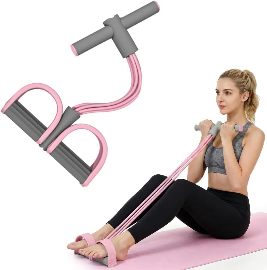 Multifunction Pedal Resistance Band, Pedal Resistance Bands with Handles - 2026 New Elastic Rubber Exercise Band for Full Body Workout, Arm, Leg - color: Pink