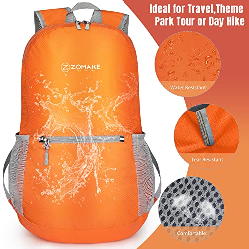 ZOMAKE Ultra Lightweight Hiking Backpack 20L, Packable Small Backpacks Water Resistant Daypack for Women Men(Orange) - color: Orange