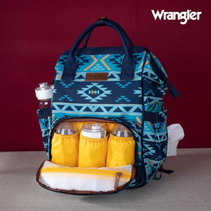 Montana West Wrangler Diaper Bag Backpack Aztec Callie Bag Travel Backpack Purses Western Multi-Function Baby Bags for Mom - color: Navy