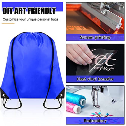 Grneric Drawstring Backpack Bulk 100Pcs Cinch Bag, Polyester Drawstring Bags for Gym Beach Sports Short Trip Party (Navy Blue) - color: Navy Blue