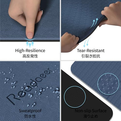 Readaeer Foldable Yoga Mat for Travel Folding Yoga Mat 6mm Thick with Carrying Bag, Non-Slip TPE Exercise Pilates Mat for 72" L x 24" W x 0.24 Inch - color: Blue