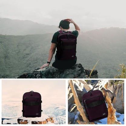 Lightweight Travel Backpack Hiking Daypack Laptop Bookbag, 17L Carry-on Personal Item Weekender Overnight Bag Unisex, Eggplant - color: Eggplant