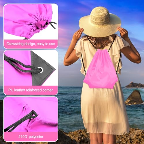 KUUQA 25Pcs Pink Drawstring Backpack Bags - color: Pink