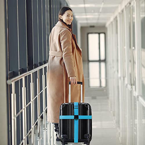 Luggage Straps for Suitcases TSA Approved Travel Belt 4 Pack by Chelmon (Sky Blue) - color: Sky Blue