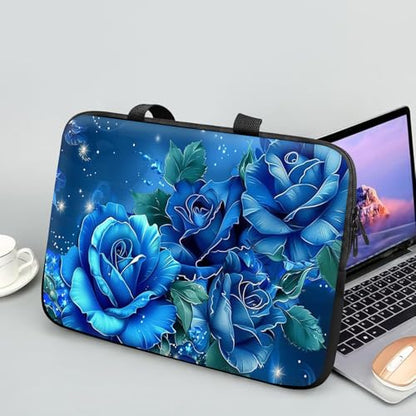 14 15 15.4 15.6 inch Laptop Handle Bag Computer Bag, Pouch Holder Notebook Sleeve Cover Soft Case Compatible for Dell,Lenovo,Toshiba HP, Asus Notebook-Blue Roses - color: Blue Roses