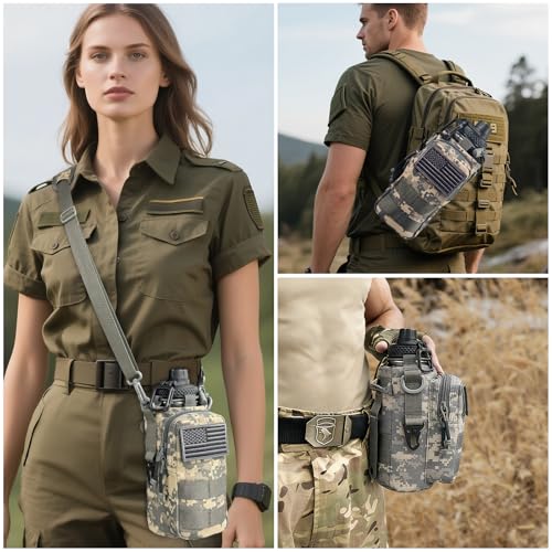 Water Bottle Holder with Strap - Tactical Insulated Water Bottle Sleeve with MOLLE System Water Bottle Cover Cross-Body Pouch for Walking Hiking Camping Gym 32oz&40oz - color: Ocean Camo