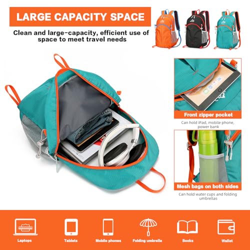 20L Hiking Daypack Packable, Lightweight Water Resistant Camping Backpack, Foldable Travel Backpack for Men Women Outdoor Gear - color: Heise-xiao