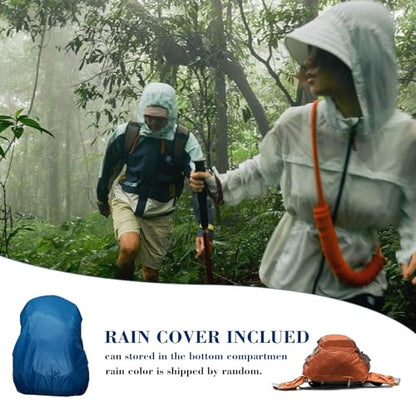 Long Keeper 40L Hiking Backpack Camping Daypack with Waterproof Rain Cover Lightweight Outdoor Sport Travel Backpack Rucksack (Purple) - color: Purple