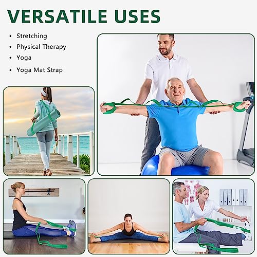 Abiarst Stretching Strap Yoga Straps for Physical Therapy, 10 Loops Non-Elastic Stretch Band for Pilates, Flexibility, Exercise and Gymnastics - color: Blue