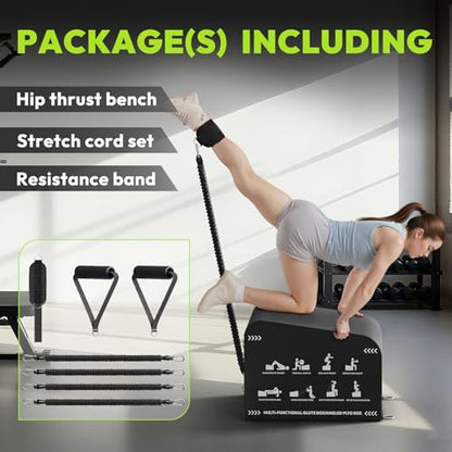 HANDBODE Hip Thrust Bench, Multi-Functional Slip-Free Hip Thrust Machine for Glute Bridge, Box Jump, Push-Ups, Squat, Ab Exercise, Suitable for Home & Gym - color: Hip Thrust Bench-White, style: Hip Thrust Bench