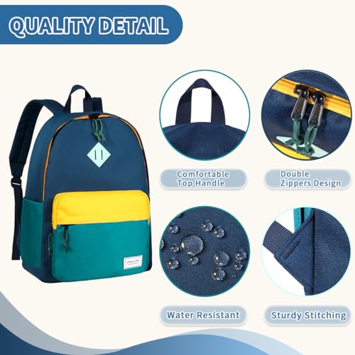 Chase Chic Kids Backpack for Boys - 17 inch School Backpacks for Toddler Girls Fits 6 to 12 Years Old - Lightweight Water Resistant Preschool Bookbag for Travel Daycare (Blue) - color: Dark Blue&blue