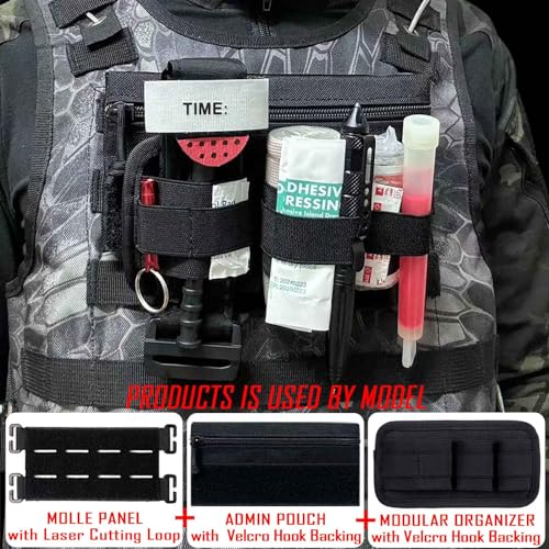 6 Piece Tactical Bag Insert Pack, Modular Elastic Loop Panel Organizers Pouch Insert Attachment with Hook Backed Fastener for Backpack Accessories - color: Tan