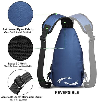 AMJ Crossbody Sling Bag Men Women, Casual Shoulder Backpack, Chest Daypack Satchel for Hiking Travel - color: Blue, size: Small