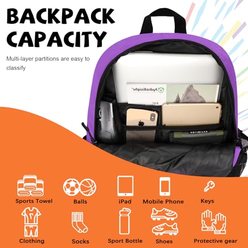 Goloni 35L Basketball Bag,Basketball Backpack with Shoe and Ball Compartment,Backpack for Soccer, Volleyball - color: purple