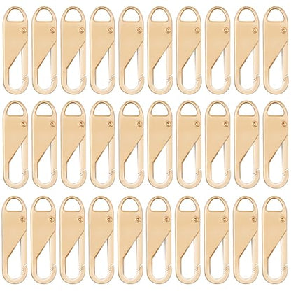 30Pcs Zipper Pull Replacement Metal Zipper Pull Detachable Zipper Pull Tabs Detachable Zipper Repair Kit Zipper Head for Luggage, Clothing, Backpacks, Boots,Purse (Gold) - color: Gold