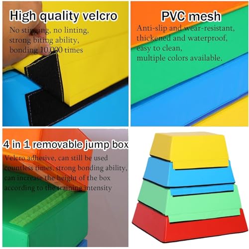 4 In 1 Soft Plyo Box Training Jumping Boxes High-Density EPE Foam Core - Non-Slip & Easy-to-Clean PVC Leather Cover for Home Gym Outdoor Exercise