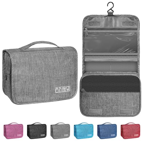 Toiletry Bag Travel Bag with Hanging Hook, Waterproof Shower Bathroom Hanging Toiletry Bag for Men Women,Small Multifunctional Makeup Cosmetic Bag,Portable Toiletries Bag Travel Organizer (Grey) - color: B4-Grey