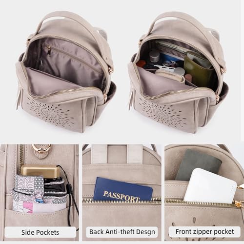 APHISON Small Backpack Purse for Women Cute PU Leather Mini Backpacks Ladies Casual Lightweight Travel Daypack Waterproof - color: 7-gray, size: Small