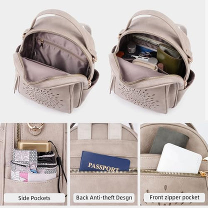 APHISON Small Backpack Purse for Women Cute PU Leather Mini Backpacks Ladies Casual Lightweight Travel Daypack Waterproof - color: 7-gray, size: Small