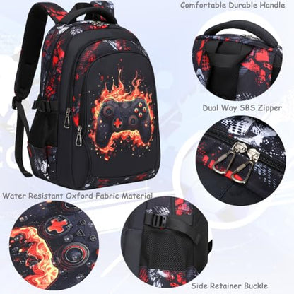 Meisohua Backpack for Boys Elementary Middle School Bags for Boy Kids Bookbags Teenager Casual Daypack Water Resistant Game Backpack - color: Black Game Backpack