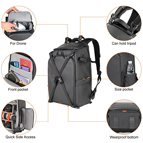 Besnfoto Camera Backpack Waterproof for DSLR/SLR Mirrorless Camera Men Photo Bag with Laptop Compartment for Photographer Travel