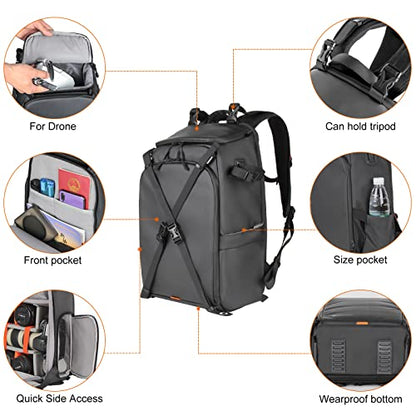 Besnfoto Camera Backpack Waterproof for DSLR/SLR Mirrorless Camera Men Photo Bag with Laptop Compartment for Photographer Travel