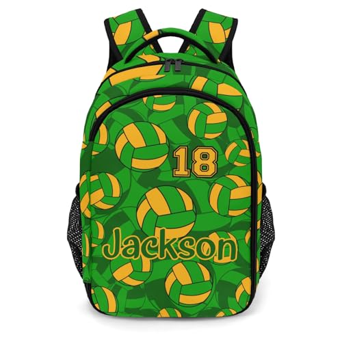 Green Gold Volleyball Pattern Casual Backpack Daypack Laptop Bag Custom Shoulders Backpacks for Man Woman Gifts - color: Green Gold Volleyball Pattern